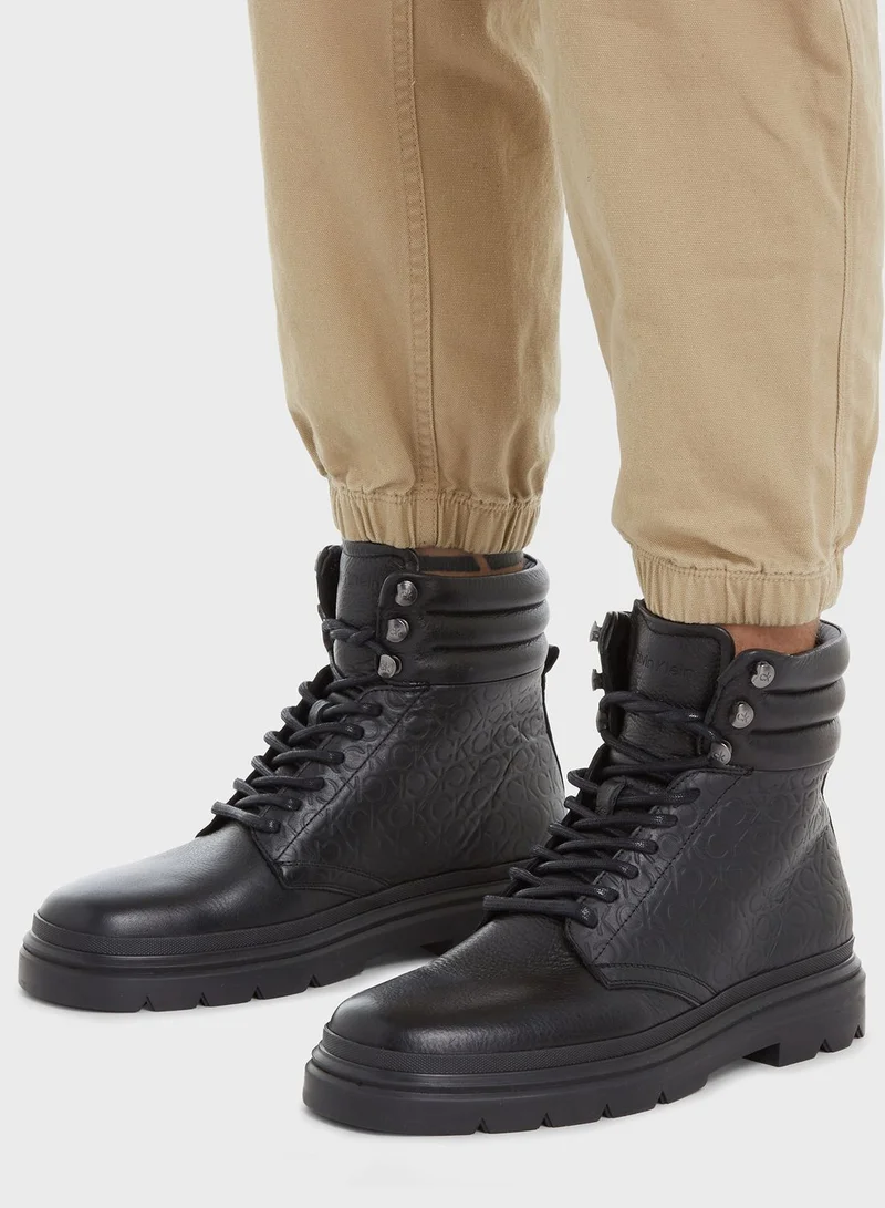 CALVIN KLEIN Monogram Combat Boots