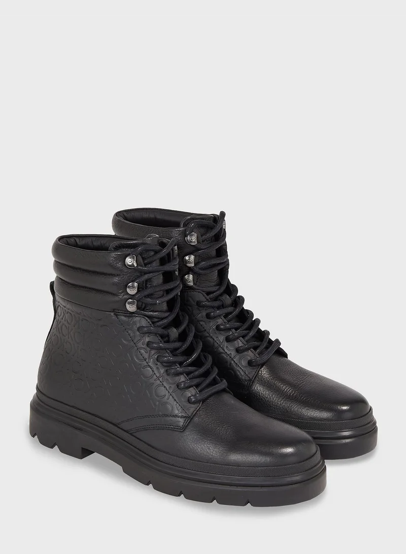 CALVIN KLEIN Monogram Combat Boots