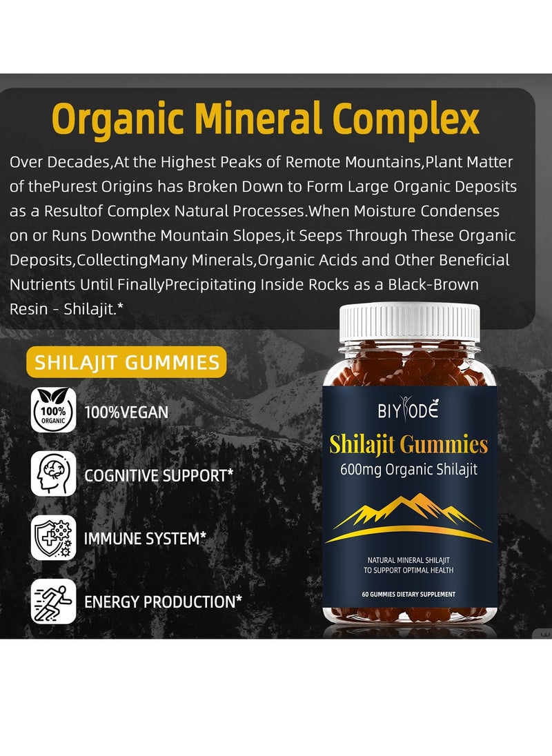 BIYODE Himalayan Shilajit Gummies(Shilajeet) for Men and Women - 600 mg Equivalent - Natural Energy & Stamina Booster - 60 Veg Gummies| Made in USA - Fulvic Mineral Supplement  - Image 2