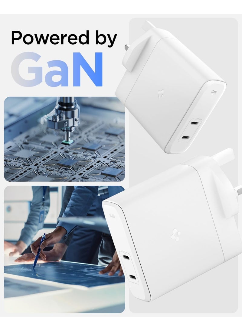 Spigen شاحن حائط ArcStation Pro GaN 140W مزدوج منفذ USB-C مع قابس محول توزيع الطاقة الذكي لهاتف iPhone 17 16 15 14 13 12 Pro Max Mini Macbook Air iPad Pro Pixel 10 Samsung Galaxy S25 Ultra Plus - أبيض - Image 3