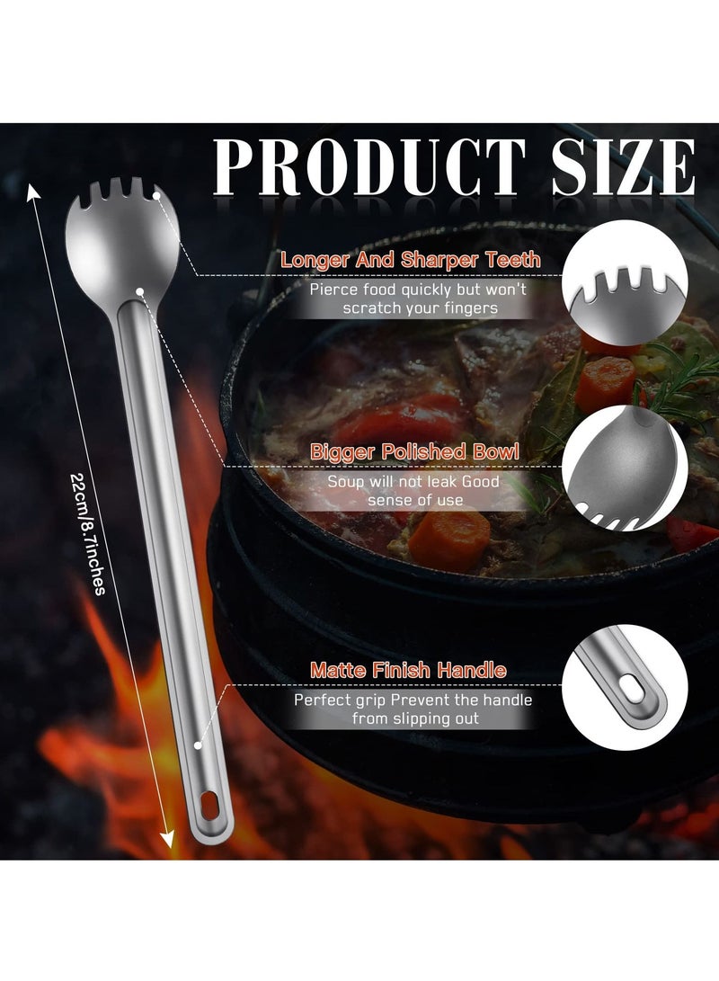 SYOSI Titanium Long Handle and Spoon Eco-Friendly Ultralight Portabale Flatware for Camping Cookware Wilderness Outdoors Picnics 2pcs  - Image 4