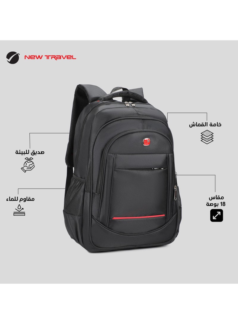 NEW TRAVEL New Travel | Laptop Backpack | School & College Bag | Model 1801 | Unisex | 18 Inches | Soft Material | Fabric - Image 4