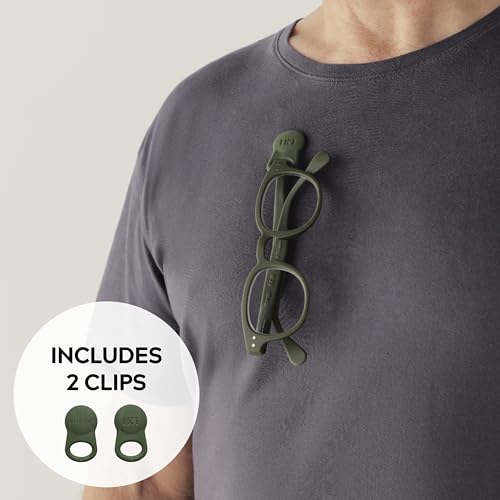 KLIPSTA SPEX Glasses Clips (Olive Green 2-pack) - Magnetic Glasses Holder for Clothes. Eyewear Strap Alternative, ID Badge Holder. - Image 2