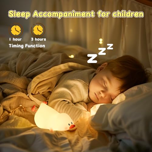 ZKLiLi Night Light for Kids Lamp, 16 Colors Lamp Cute, Dimmable Baby Night Lights for Nursery,Silicone Rechargeable Nightlight for Kids Room, Kawaii Room Decor (Duck) - Image 4