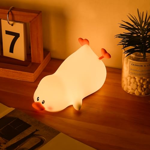 ZKLiLi Night Light for Kids Lamp, 16 Colors Lamp Cute, Dimmable Baby Night Lights for Nursery,Silicone Rechargeable Nightlight for Kids Room, Kawaii Room Decor (Duck) - Image 1