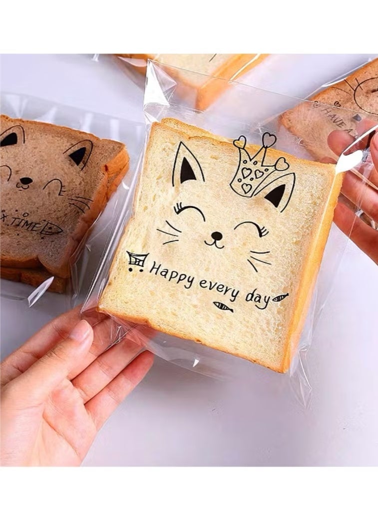 100PCS Bread Packaging Bags, Wedding Candy Bags, Toasted Bread Bags, Biscuit Bags, Dessert Bags, Storage Bags, Transparent Food Packaging and Storage Bags, Environmentally Friendly and Hygienic, High-Quality Packaging Bags - Image 5