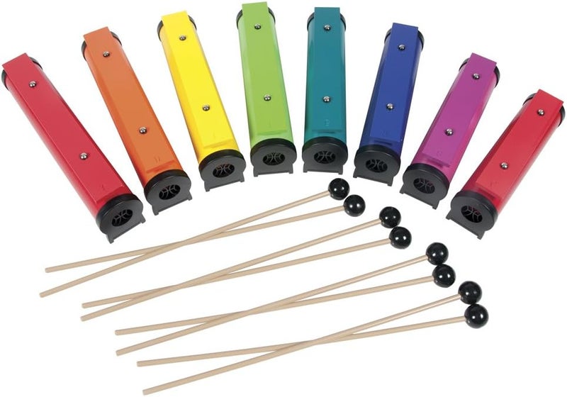 Basic Beat BBRCB8 Diatonic Resonator Chime Bars - Tube-Shaped with Zippered Case, Color-Matched with Boomwhackers & Joia Tubes for Easy Classroom Integration - Image 1