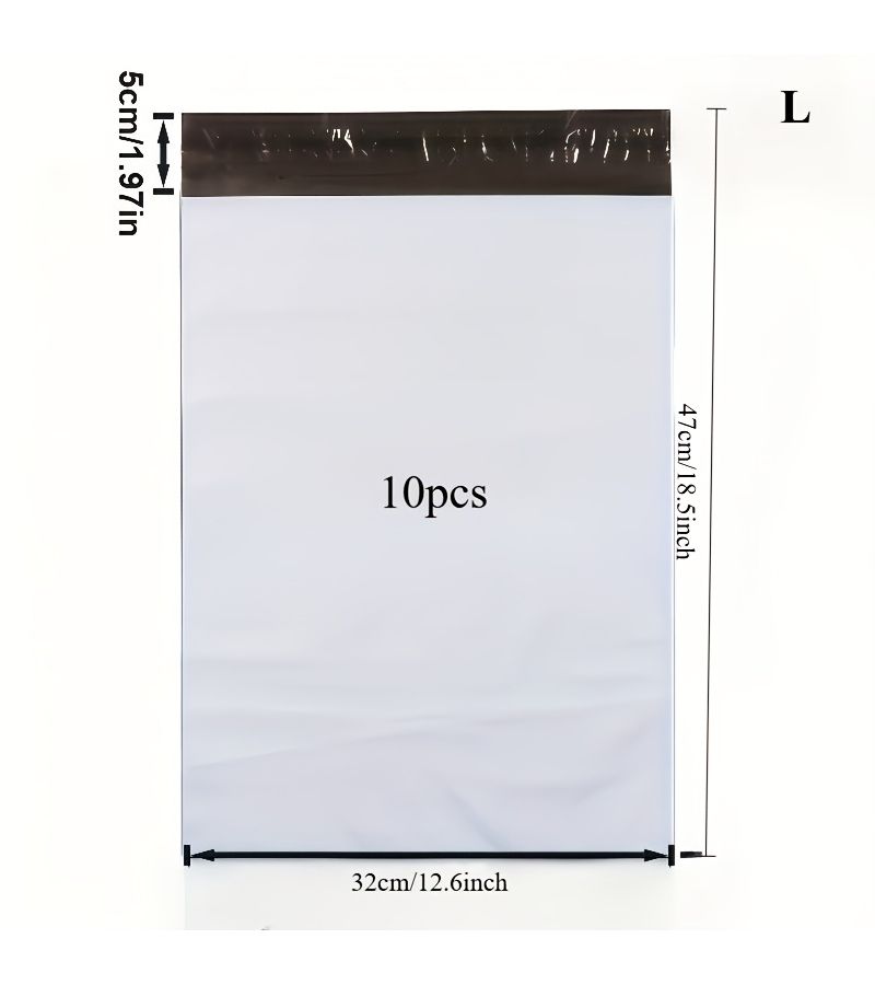 30 كيس بريد أبيض عالي القوة ذاتي الغلق، مقاسات من الحافة B، الأحجام M و L و XL و S. - Image 4