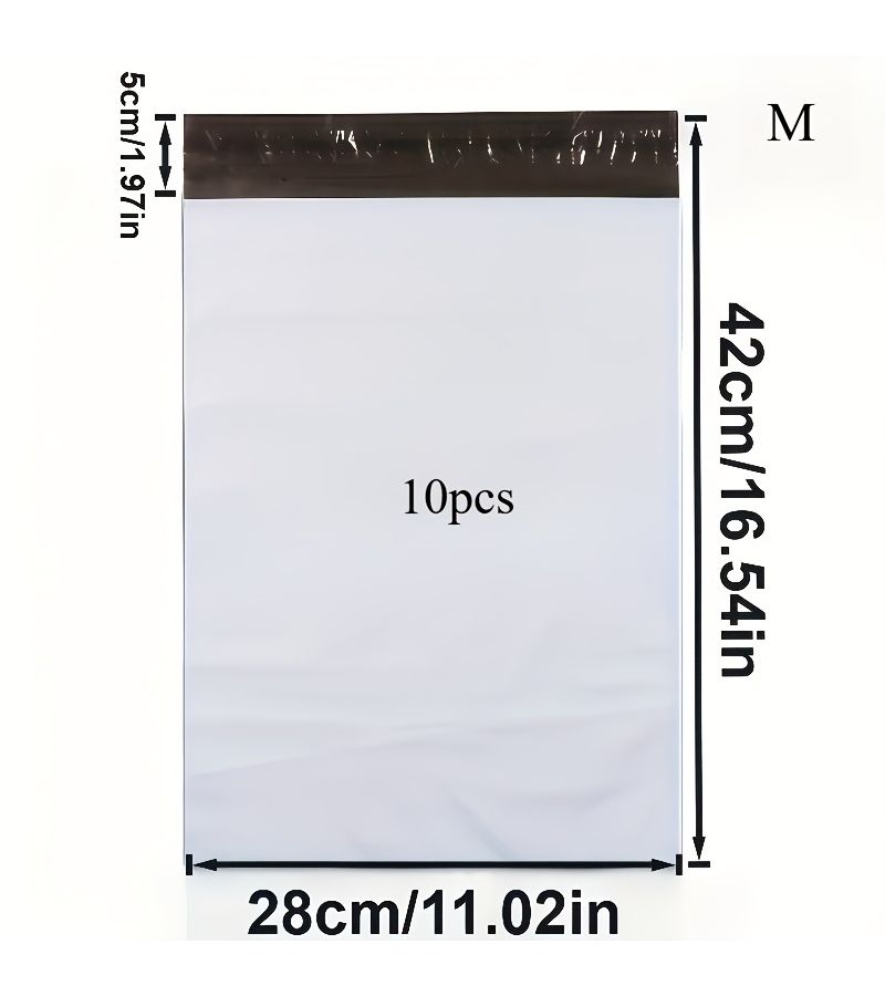30 كيس بريد أبيض عالي القوة ذاتي الغلق، مقاسات من الحافة B، الأحجام M و L و XL و S. - Image 3