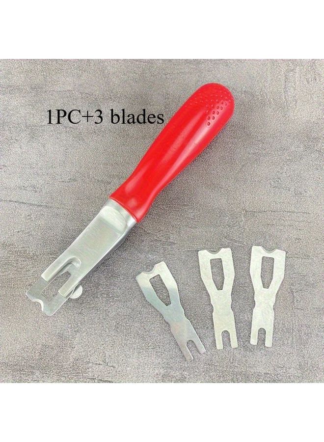 4pcs Dual Function PVC Welding Razor Floor Scraper Heavy Duty Metal Red Handle - Image 1