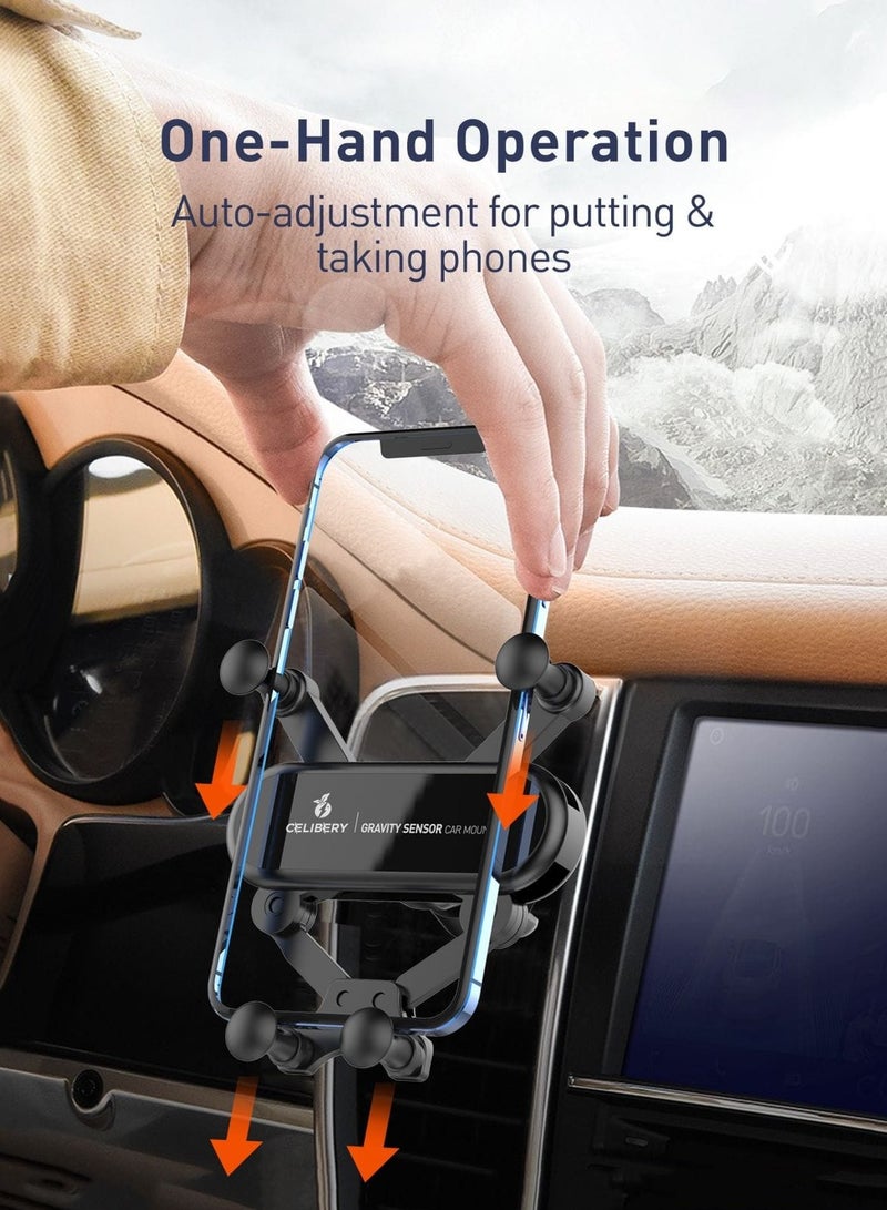 Mobile Holder For Car Car Phone Holder For Air Vent Car Mobile Holder With Auto Lock And Hook Shape Clip Not Block Air Vent Phone Holder Car Fit Big Phone iPhone 15 16 Series, Samsung S24 S23 - Image 1