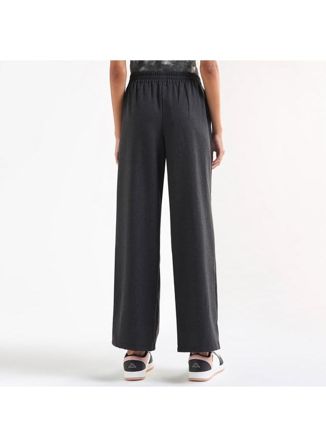 FAV Solid Wide Leg Joggers with Elasticated Waistband and Pockets  - Image 3
