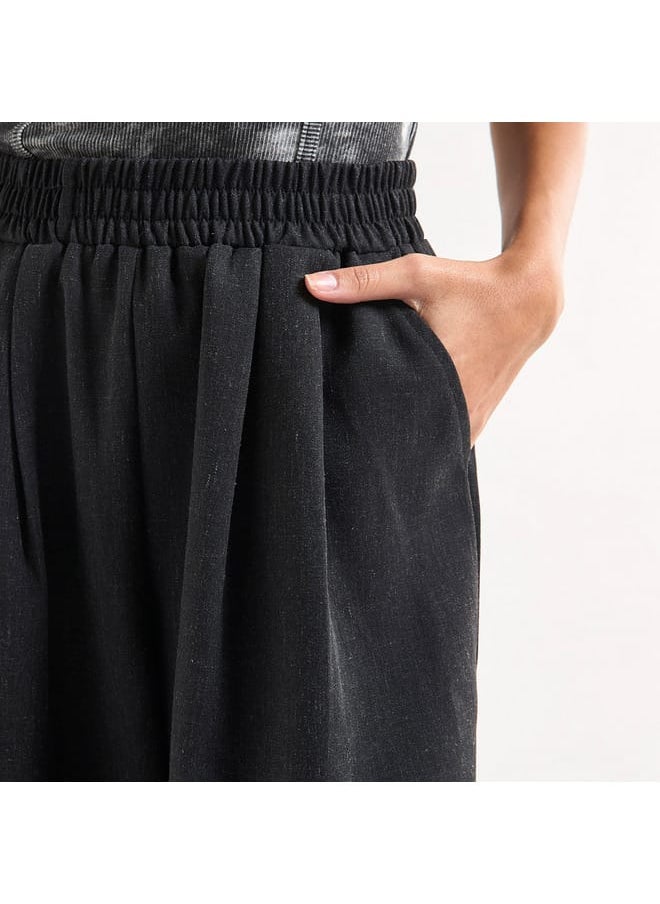 FAV Solid Wide Leg Joggers with Elasticated Waistband and Pockets  - Image 4