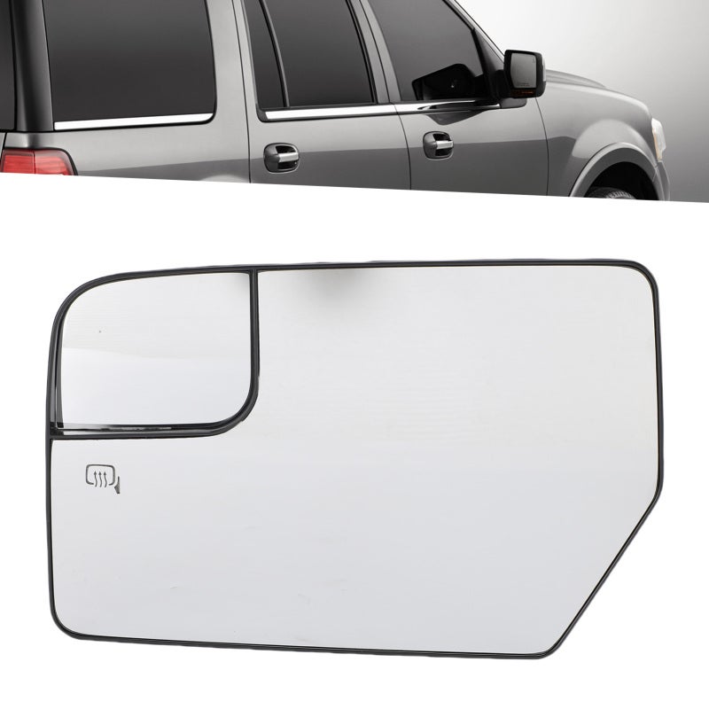 Heated Mirror Glass: 2012-2017 Expedition 2012-2014 Navigator - Quick Fog Frost Removal High Clarity Reflection Rearview Mirror Replacement for Vehicle Exterior Use - Image 1