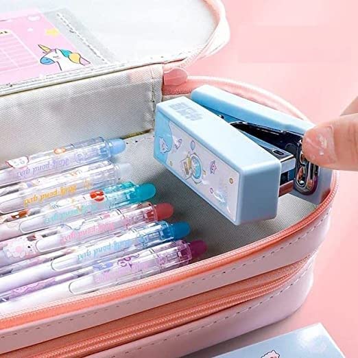 TEMSON Stapler Machine And Glue Stick Combo - Mini Size Stapler with 400 Staples Blister - 1 Pc + Cartoon Design Glue Stick - 1 Pc For Kids Stationary Items for Students(Pack Of 2;Assorted Colour) (B) - Image 4