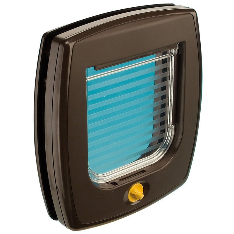 Ferplast Cat Door Swing 3" w/ 4-Way Locking System | Universal Pet Door in Brown for Interior & Exterior Use Ideal for Small Cats & Dogs Up to 12 Pounds | 1-Year Manufacturer's Warranty - Image 1