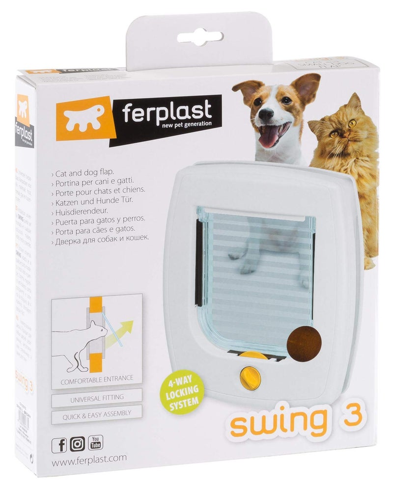Ferplast Cat Door Swing 3" w/ 4-Way Locking System | Universal Pet Door in Brown for Interior & Exterior Use Ideal for Small Cats & Dogs Up to 12 Pounds | 1-Year Manufacturer's Warranty - Image 5