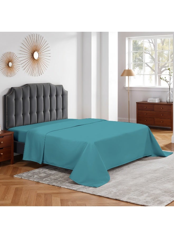 Rest Flat Bedsheet 160x220cm Plush Teal Breathable Machine Washbale Bedsheet Extra Soft Easy Fit Highly Breathable Bedding & Linen Cover  - Image 2