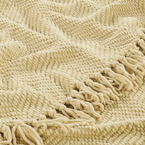 Home Soft Things Throw Blanket Knitted Tweed Throw 50'' x 60'', Light Camel, Super Soft Cozy Warm Comfortable Breathable Throw for Living Room Chair Couch Bed Sofa Bedroom Home Décor - Image 5