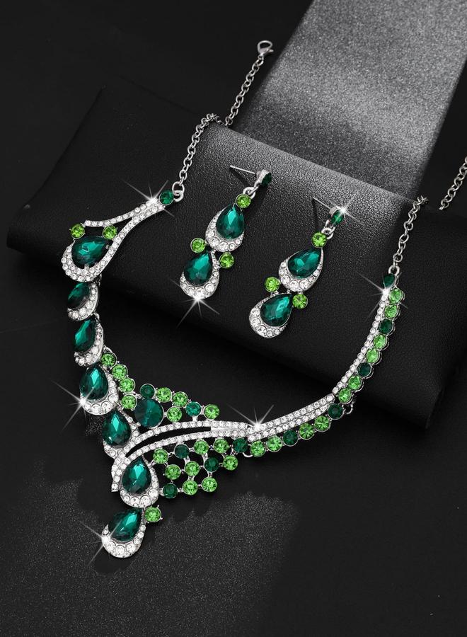 Take Two 2-Piece Embellished Rhinestone Drop Necklace and Earrings Jewelry Set - Image 4