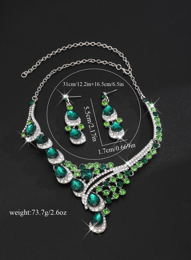 Take Two 2-Piece Embellished Rhinestone Drop Necklace and Earrings Jewelry Set - Image 3