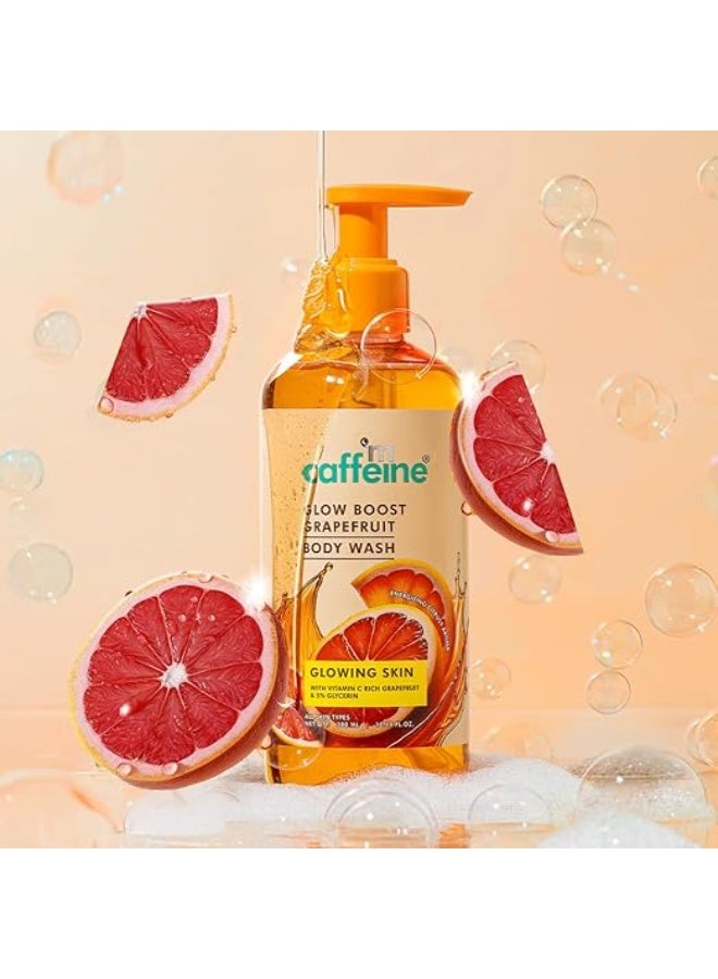 mCaffeine Glow Boost Grapefruit Body Wash - 300 ml| Fruity Grapefruit Aroma | Vitamin C Rich & 5% Glycerine | Deep Cleanse, Detan for Soft & Smooth Skin | Fragrance Shower Gel for All Skin Types - Image 4