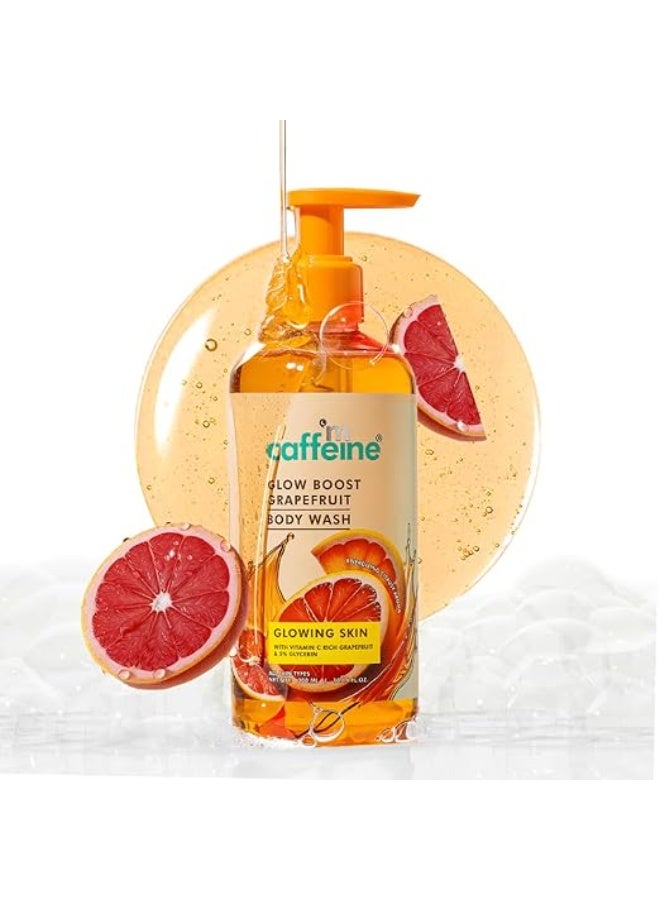 mCaffeine Glow Boost Grapefruit Body Wash - 300 ml| Fruity Grapefruit Aroma | Vitamin C Rich & 5% Glycerine | Deep Cleanse, Detan for Soft & Smooth Skin | Fragrance Shower Gel for All Skin Types - Image 1