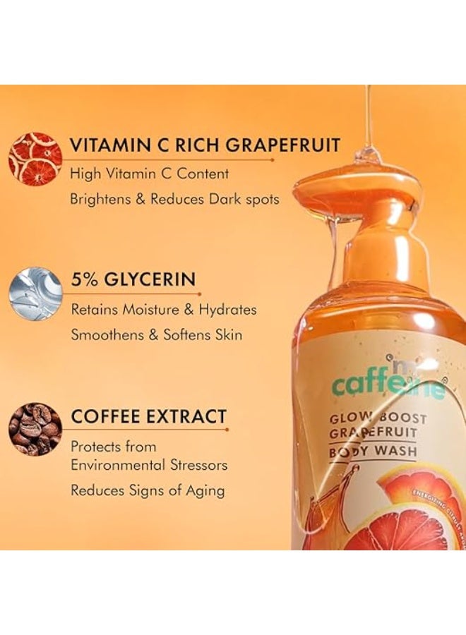 mCaffeine Glow Boost Grapefruit Body Wash - 300 ml| Fruity Grapefruit Aroma | Vitamin C Rich & 5% Glycerine | Deep Cleanse, Detan for Soft & Smooth Skin | Fragrance Shower Gel for All Skin Types - Image 2