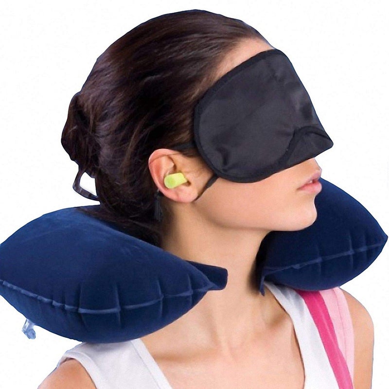 Trade Fashion INTELLIE Trade Ventures 3 in 1 Tourist Neck Travel Pillow with Cushion CarEye Mask Sleep Rest Shade and Ear Plug Multicolour - Image 4