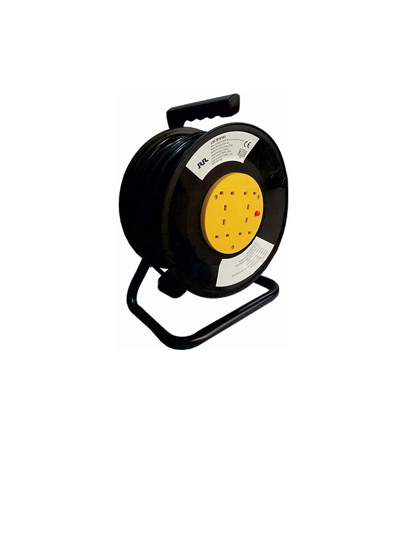 RR RR Cables ESMA Approved 13A 4 Sockets Cable Reel Extension Lead with Winding Handle, 3120W 250V Thermal Cut-Out Protection UK Extension Reel (50 Meter Cable)  - Image 1