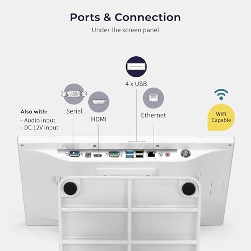 Volcora Retail and Restaurant POS Terminal Machine for Small Business, Point of Sale Cash Register with Windows 11 Professional, 15.6” Touch Screen, White, Hardware Only - Image 5