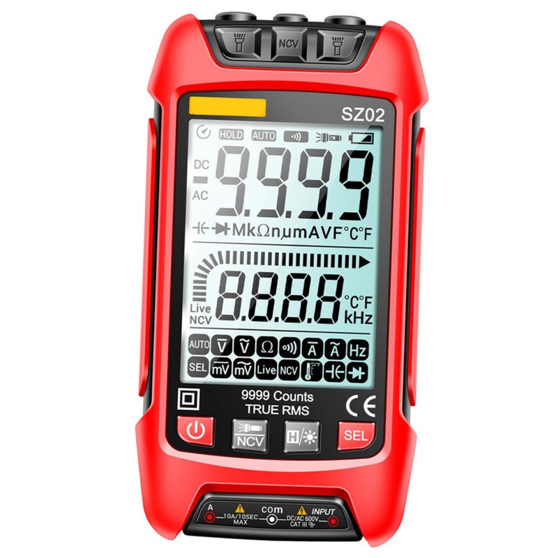 Red Digital Multimeter Large Screen Pen Type Tester AC DC Voltage Resistance Capacitance Frequency Diode Non Contact Voltage Detection - Image 2