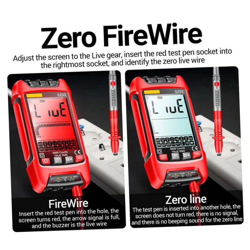 Red Digital Multimeter Large Screen Pen Type Tester AC DC Voltage Resistance Capacitance Frequency Diode Non Contact Voltage Detection - Image 5