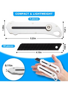 5 Pcs Retractable Utility Knife, Stainless Steel Utility Knife, Heavy Duty Multifunctional Box Cutter with 50 Pcs Replaceable Blades for Office, Home, School - pzsku/Z0F16DEDFC56255CD6F08Z/45/_/1723284149/a1055561-a92b-4fde-b466-e97e887c0e6a