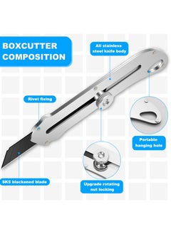 5 Pcs Retractable Utility Knife, Stainless Steel Utility Knife, Heavy Duty Multifunctional Box Cutter with 50 Pcs Replaceable Blades for Office, Home, School - pzsku/Z0F16DEDFC56255CD6F08Z/45/_/1723284153/e5d7e87f-acc9-4c64-8c89-e8ec90dadfc5