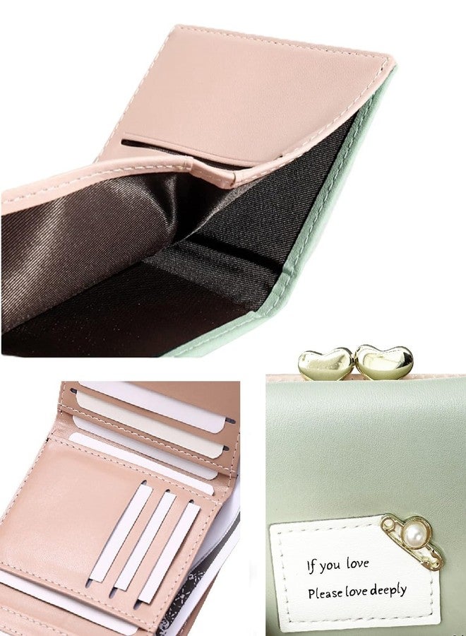 Alexvyan Compact Tri-fold Wallet PU Leather, Women's Purse Wallet Organizer Female Hand Clutch Women/Ladies/Girls Wallets Credit Card Holder with Twist Lock-Green - Image 3