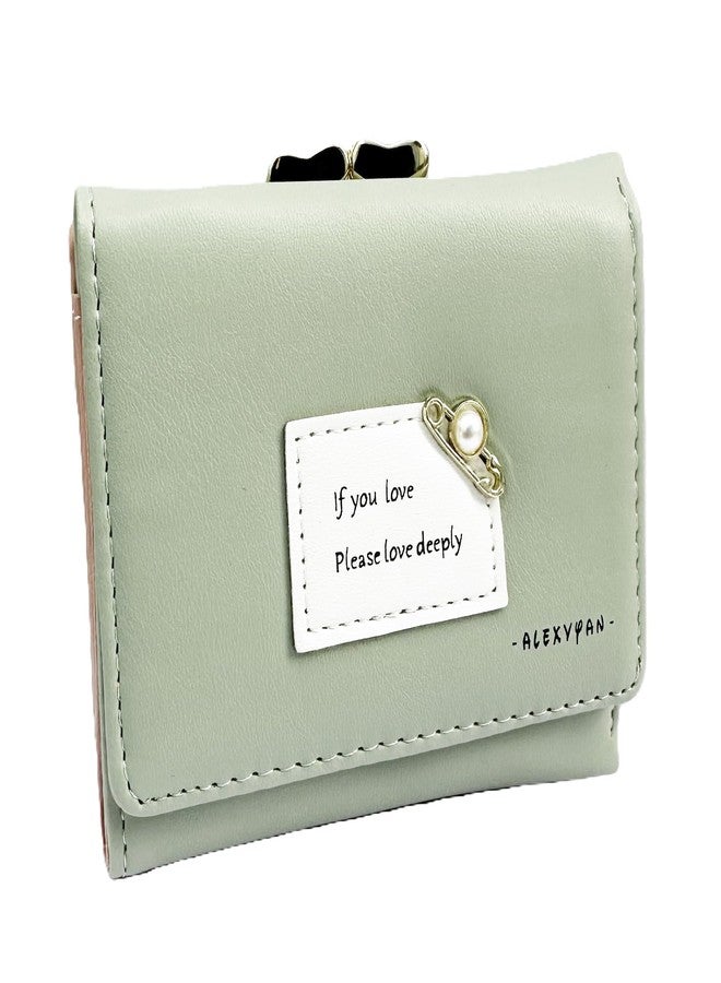 Alexvyan Compact Tri-fold Wallet PU Leather, Women's Purse Wallet Organizer Female Hand Clutch Women/Ladies/Girls Wallets Credit Card Holder with Twist Lock-Green - Image 1