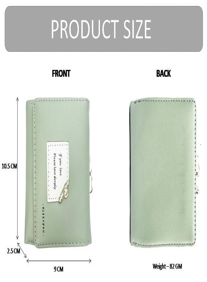 Alexvyan Compact Tri-fold Wallet PU Leather, Women's Purse Wallet Organizer Female Hand Clutch Women/Ladies/Girls Wallets Credit Card Holder with Twist Lock-Green - Image 4