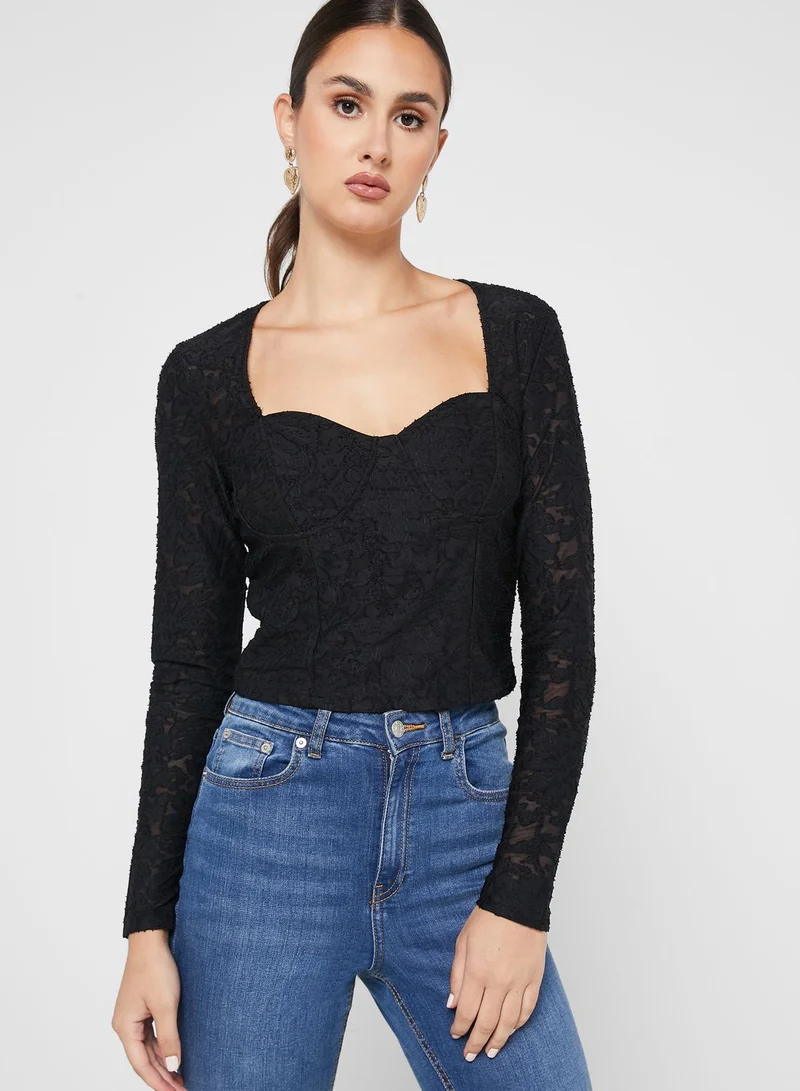 VERO MODA Sweetheart Neck Printed Top