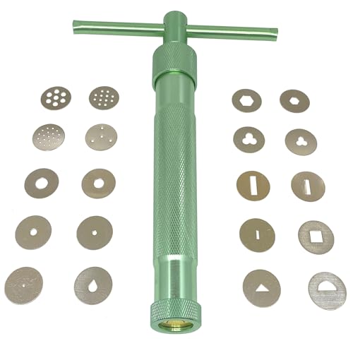 HEVERP Stainless Steel Clay Extruders Sugar Paste Extruder Cake Fondant Decorating Tool Set Green