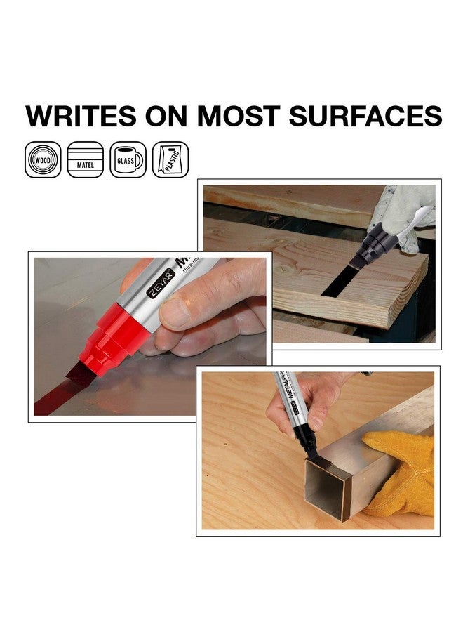 ZEYAR Permanent Marker Pens, Jumbo Size, Aluminum Barrel, Set Of 2, Premium Waterproof & Smear Proof Markers, Quick Drying, Writes On Most Surfaces (Black) - Image 4