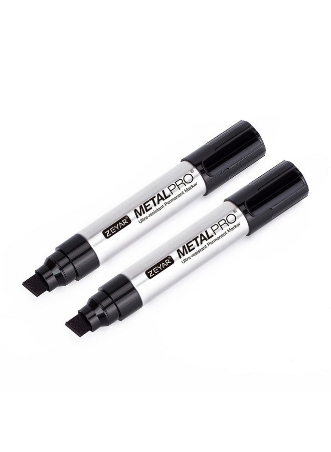 ZEYAR Permanent Marker Pens, Jumbo Size, Aluminum Barrel, Set Of 2, Premium Waterproof & Smear Proof Markers, Quick Drying, Writes On Most Surfaces (Black) - Image 1