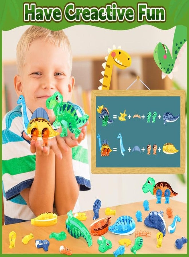 Coodoo Dinosaur Toys Magnetic Tiles 3D Movable Dinos for Kids 3-5 5-7 Toddler Outdoor Sensory Toys, STEM Educational Magnetic Blocks for 3+ Years Old Boys Girls Kids Toy - Image 5