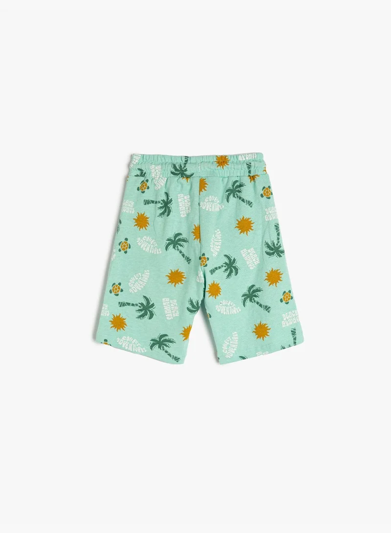 KOTON Shorts Drawstring Pockets Printed Cotton