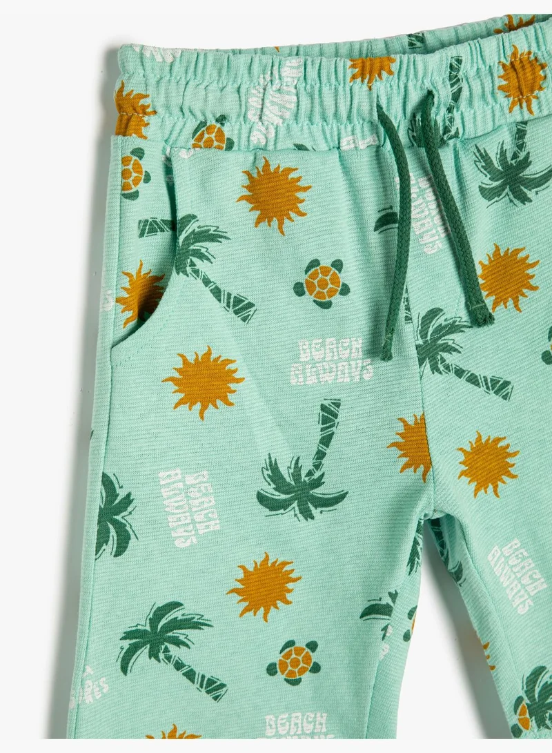 KOTON Shorts Drawstring Pockets Printed Cotton