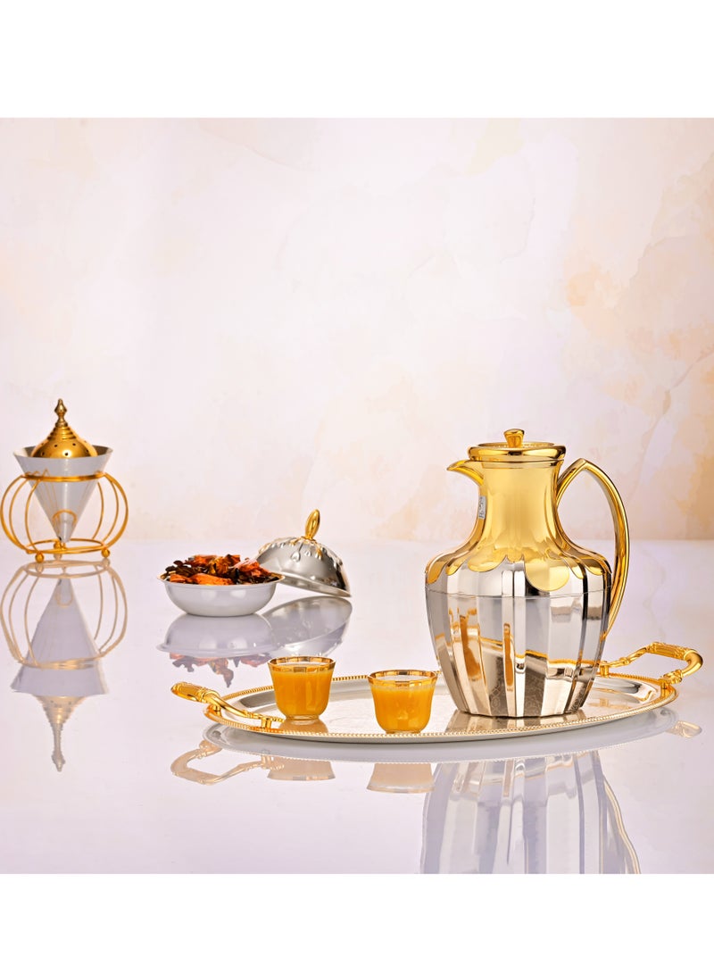 Alsaif Gallery Everest Shaden Thermos, 1 liter, thermal glass inner shell - Silver Gold - Image 1