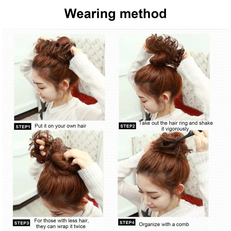 Women's Curly Hair Bun Wigs Messy Ponytail Hair Wrap Chicken Tail Hair Bands Fluffy Wig Hair Band Synthetic Hair Extension - Image 2