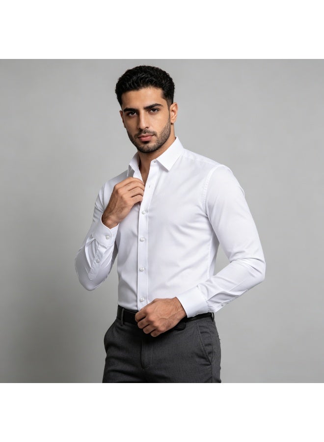 ZARA men's casual plus size white shirt can be paired with a suit - Image 1