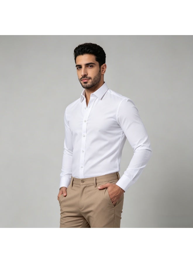 ZARA men's casual plus size white shirt can be paired with a suit - Image 2