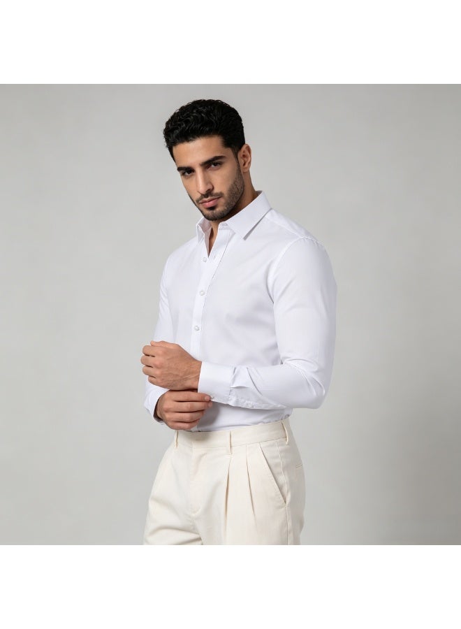 ZARA men's casual plus size white shirt can be paired with a suit - Image 4